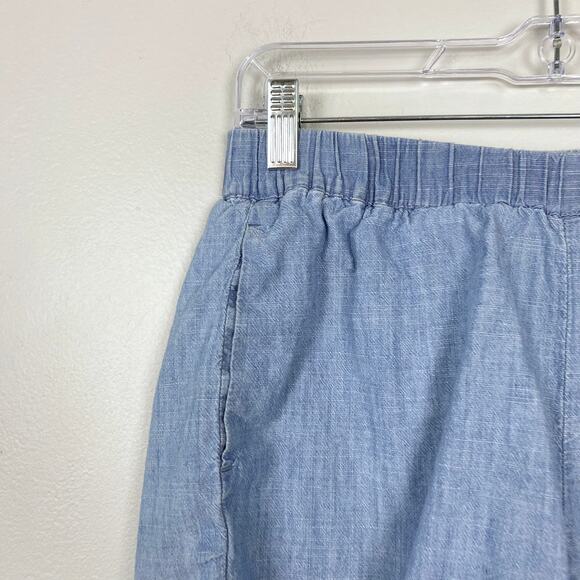Madewell Chambray Pull On Shorts Elastic‎ Waist Blue Cotton l0048 Summer Small - Picture 5 of 9